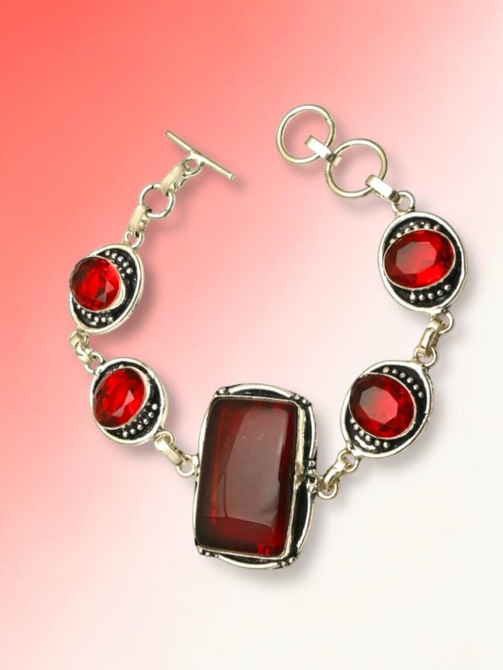 Garnet Gemstone Ethnic Handmade Bracelet